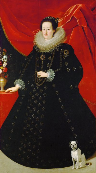 إليونور دي غونزاغو (ou de Mantoue) - صورة إليونورا غونزاغا (1598-1655) ، بالثوب الأسود ، رسمها سوسترمانز ، جوستوس (جوستو) (1597-1681). زيت على قماش ، حوالي ١٦٢٤. الأبعاد: ٢٠٧ × ١٠٨ سم. متحف تاريخ الفن ، فيين بواسطة جوستوس سوسترمانز