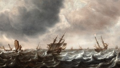 الشحن في البحار المتقطعة مع وجود حوت في المقدمة بواسطة Justus de Verwer