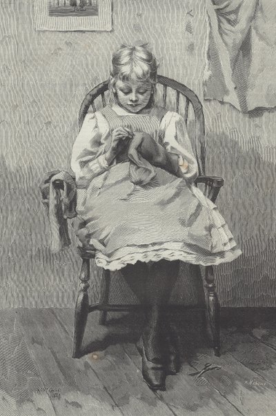 Teenage seamstress, engraving by Fortuné Méaulle (1844-1901) (engraving) بواسطة ك. مكوسلاند