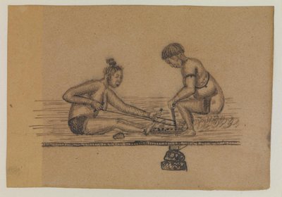 رسم توضيحي لأسطورة إنويت (شخصان عريان يشعلان النار) بواسطة كارال أندريسن