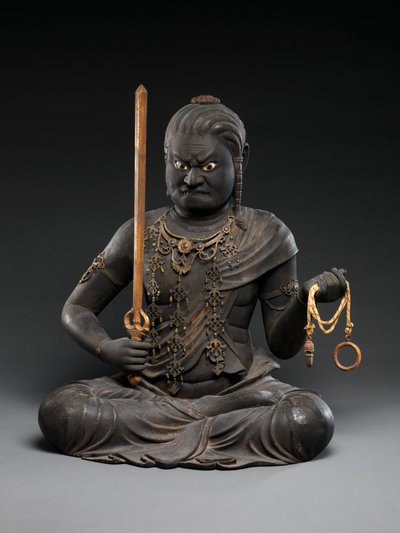 Fudō Myōō ، أوائل القرن الثالث عشر (ورنيش وذهب مع كريستال) بواسطة كايكي كايكي