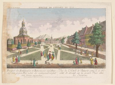 Gezicht op het stadhuis en de Nieuwe Hollandse Kerk te Batavia احتمال وجود قاعة المدينة في باتافيا كما هو الحال في الساحة الكبيرة لرؤية مع المنطقة المحيطة من فورن (العنوان على الكائن) بواسطة الأكاديمية الإمبراطورية الفرنسيسكانية