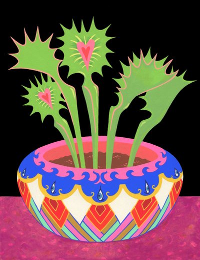 Flytraps في قدر ، 2021 (أكريليك على لوح) بواسطة جاء tsz