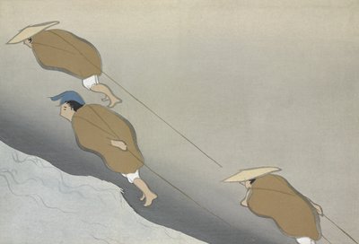 Hikifune ، من Momoyo-gusa (عالم الأشياء) المجلد الثاني ، pub.1909 (قطع خشبية ملونة) بواسطة Kamisaka Sekka