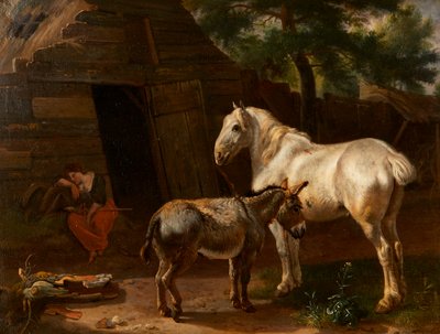 سليبنج فارم جيرل (زيت على لوح) بواسطة Karel (Attr.to) Dujardin