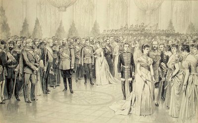 كرة محكمة في قاعة سانت نيكولاس بقصر الشتاء ، 1880. بواسطة كاريل بروزه