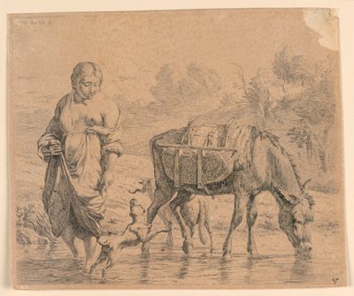 المرأة الريفية و Sumpter يعبران بروك بواسطة كاريل دو جاردين