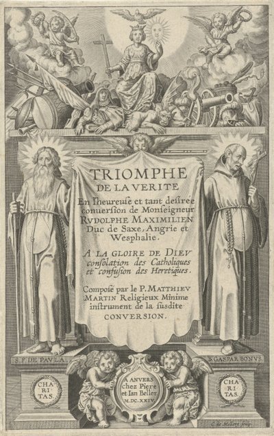 صفحة العنوان لـ: Triomphe de la Verite ، ١٦٢٤ بواسطة بيير وجان بيلر
