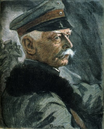 الحرب العالمية الأولى: صورة للجندي الألماني إريك فون فالكنهاين (1861-1922). رسم لكارل باور (1868-1942) بواسطة كارل باور