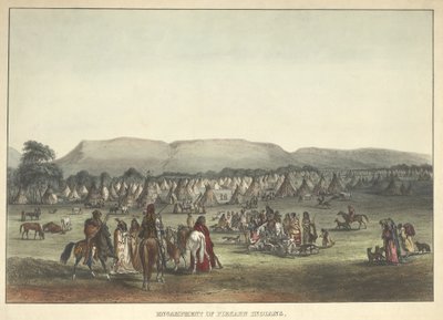 مخيم Piekann الهنود ، حانة. 1842 بواسطة كارل بودمر
