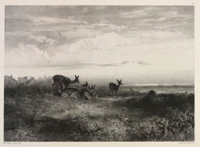 المناظر الطبيعية مع الغزلان ، ج. 1840. بواسطة كارل بودمر
