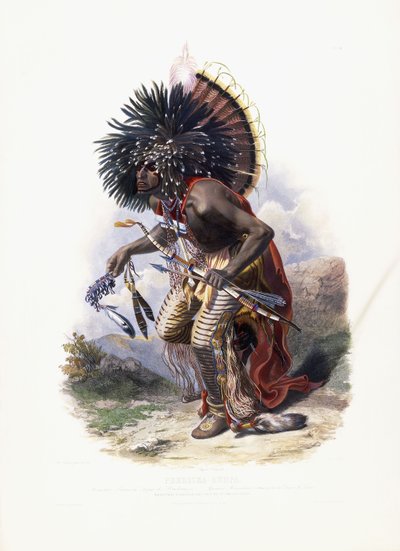Pehriska-Ruhpa ، Moennitarri Warrior in the of the Dog Danse ، 1840 بواسطة كارل بودمر