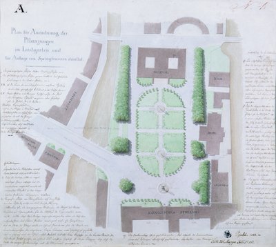 إعادة تصميم Lustgarten ، 1828 (مرحاض وقلم وحبر على ورق) بواسطة كارل فريدريش شينكل