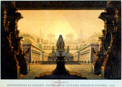 ساحة معبد إيزيس وأوزوريس حيث كان ساراسترو رئيس كهنة عام 1816 بواسطة كارل فريدريش شينكل