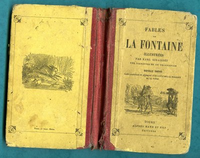 غلاف كتاب من Fables de la Fontaine رسمه كارل جيرارديت ، مامي إن تورز بواسطة كارل جيرارديت