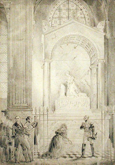 نصب جنائزي للإمبراطورة جوزفين (1763-1814) في كنيسة القديس بطرس والقديس بولس ، رويل مالميزون (قلم رصاص على ورق) بواسطة كارل لويلو هارتويغ