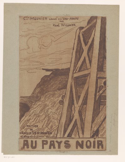 المناظر الطبيعية الجبلية مع البناء الصناعي صفحة العنوان لـ: Lemonnier، Au Pays Noir، [1885] بواسطة كميل ليمونير