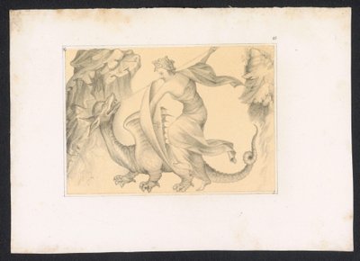 Gevecht tussen draak en vrouw تصاميم ودراسات من قبل سيد هولندي من القرن الخامس عشر. قرن. بناءً على النسخ الأصلية المحفوظة في المكتبة الملكية في برلين (عنوان السلسلة) بواسطة كارل بالزوف