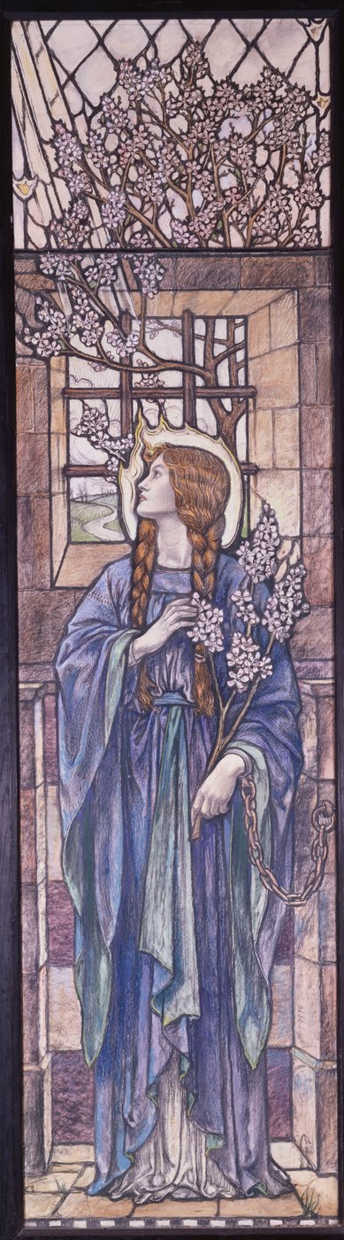Hope: تصميم للزجاج المعشق في كنيسة All Saints Church ، إيست تشيرش ، جزيرة شيبي ، حوالي عام 1912 (طباشير سوداء وملونة وألوان مائية وألوان للجسم) بواسطة كارل بارسونز