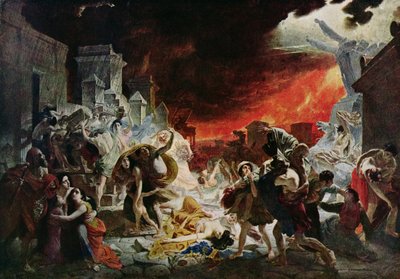 The Destruction of Pompeii in 79 AD (colour litho) بواسطة كارل بافلوفيتش (بعد) بريولوف