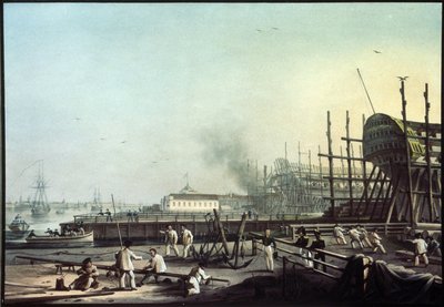 حوض السفن الأميرالية في سانت بطرسبرغ (سانت بطرسبرغ). (حوض بناء السفن البحرية الأميرالية في سانت بطرسبرغ). لوحة كارل بتروفيتش بيجروف (1799-1875). زيت على قماش ، فن روسي من القرن التاسع عشر. متحف الدولة الروسية ، سانت بطرسبرغ. بواسطة كارل بافلوفيتش بيغروف