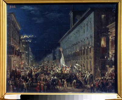 المظاهر السياسية في روما (إيطاليا) - رسم لكارل بافلوفيتش بريولوف (بريولوف) (1799-1852) - ألوان زيتية على قماش ، 37 × 46 سم بواسطة كارل بافلوفيتش بريولوف