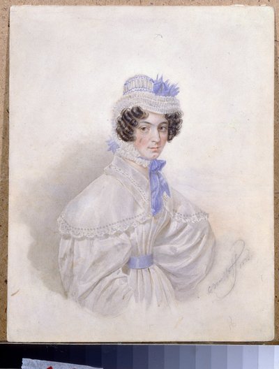 صورة آنا بوريسوفنا باكونينا (1802-1835). عمل كارل بافلوفيتش بريولوف (بريولوف) (1799-1852) ، لوحة مائية على ورق بواسطة كارل بافلوفيتش بريولوف