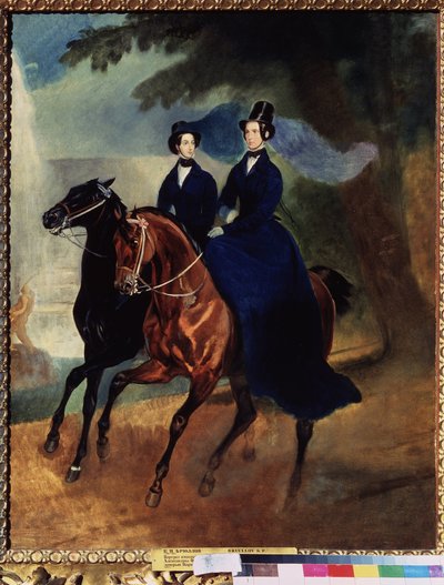 صورة الإمبراطورة ألكسندرا فودوروفنا (1798-1860) مع ابنتها (صورة الإمبراطورة ألكسندرا فيودوروفنا ، مع ابنتها) لوحة لكارل بافلوفيتش بريولوف (بريولوف) (1799-1852) - زيت على قماش بواسطة كارل بافلوفيتش بريولوف