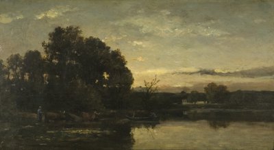 منظر طبيعي للنهر ، حوالي 1880 (زيت على لوح) بواسطة كارل بيير دوبيني