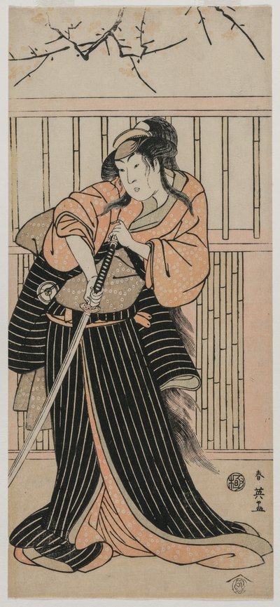 الممثل Iwai Hanshiro IV كشابه بالسيف ، 1791. بواسطة كاتسوكاوا شوني