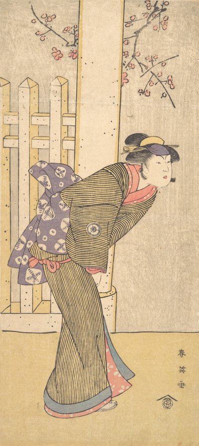 الرابع إيواي هانشيرو كامرأة تقف تحت توري ، كاليفورنيا. 1791 بواسطة كاتسوكاوا شوني