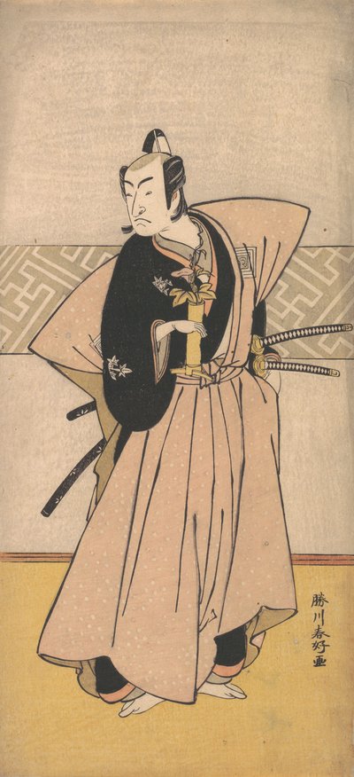 الممثل إشيكاوا أوميزو في دور ساموراي بسيفين ، 1743-1812. بواسطة كاتسوكاوا شونكو