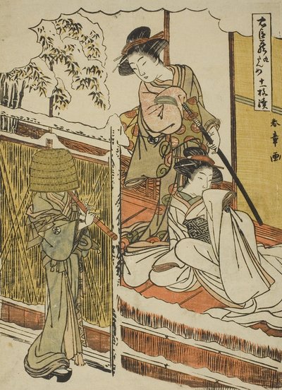 الفصل التاسع: منزل Yuranosuke في Yamashina من مسرحية Chushingura (Treasury of Loyal Retainers) ، c.1779-80 (طباعة خشبية ملونة ؛ chuban) بواسطة كاتسوكاوا شونشو