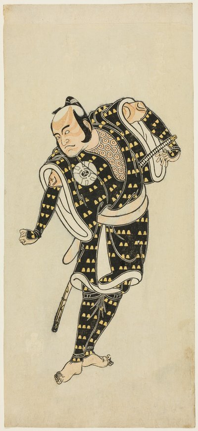 الممثل باندو ماتارو الرابع في دور جيمباتشيبيو في "Snowflakes: Plum Blossoms Kaomise" ("Mutsu no hana ume no kaomise") بواسطة كاتسوكاوا شونشو