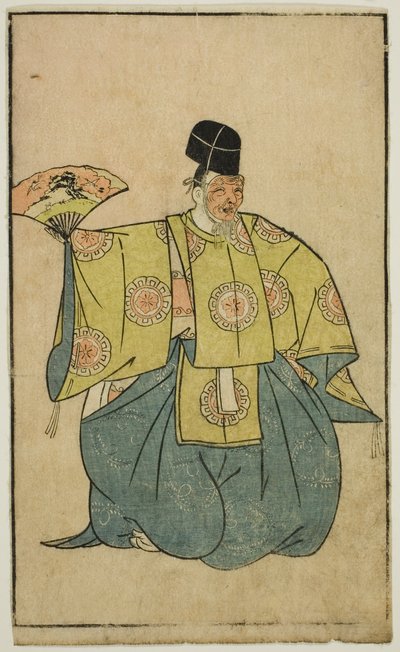 ممثل مثل Okina ، من "A Picture Book of Stage Fans (Ehon butai ogi)" بواسطة كاتسوكاوا شونشو