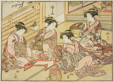 المحظيات من ماتسوبايا ، من كتاب "مرآة النساء الجميلات لأحياء المتعة (Seiro bijin awase sugata kagami)" المجلد. 1 بواسطة كاتسوكاوا شونشو