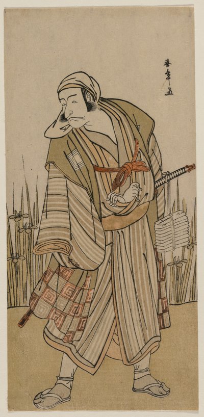 Ichikawa Danjuro V كمسافر بجانب مجموعة من السوسن بواسطة كاتسوكاوا شونشو