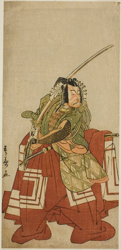 الممثل Ichikawa Danjuro V في دور Arakawa Taro في مسرحية Date Nishiki Tsui no Yumitori ، تم تقديمه في مسرح موريتا في الشهر الحادي عشر ، 1778 بواسطة كاتسوكاوا شونشو