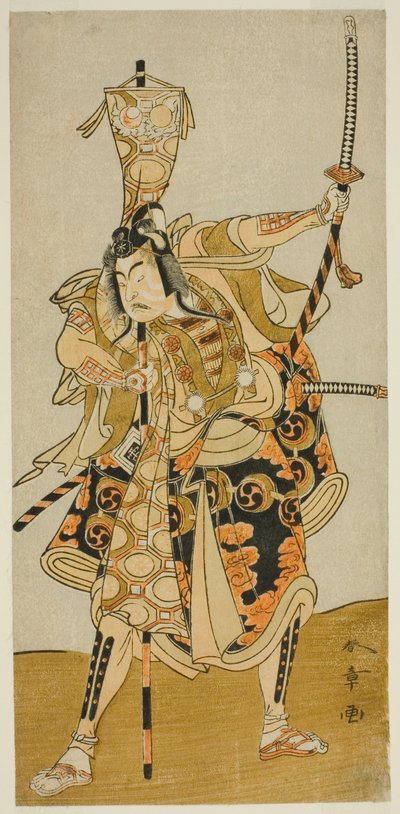 Tee Ac and r Ichikawa Raizo I As Murakami Seki Ogi Yoshiteru عضو Tee Pay Armor Shinozuka، Perfor Med At Te Nakamura Tee Member Tee Eventh Gate، 1772 بواسطة كاتسوكاوا شونشو