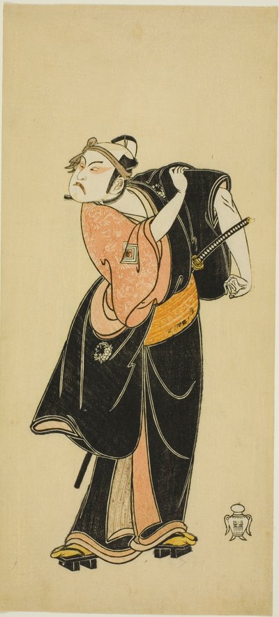 الممثل Ichikawa Raizo I بدور Hanakapado no Sukeroku في مسرحية "Hitokidori Harutsuge Soga" بواسطة كاتسوكاوا شونشو