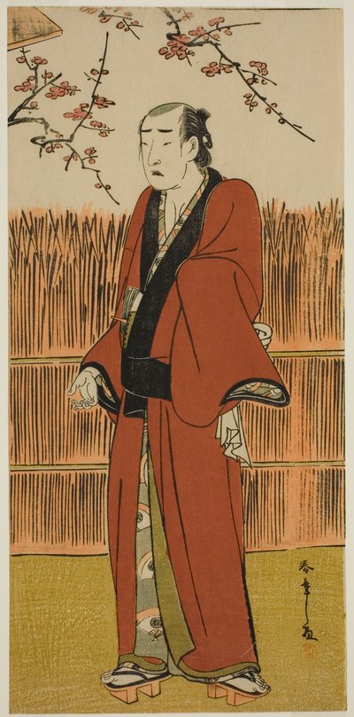 Onoe Matsusuke I بدور Baramon no Kichi في مسرحية Hatsumombi Kuruwa Soga ، التي تم عرضها في مسرح ناكامورا في الشهر الأول ، بواسطة كاتسوكاوا شونشو