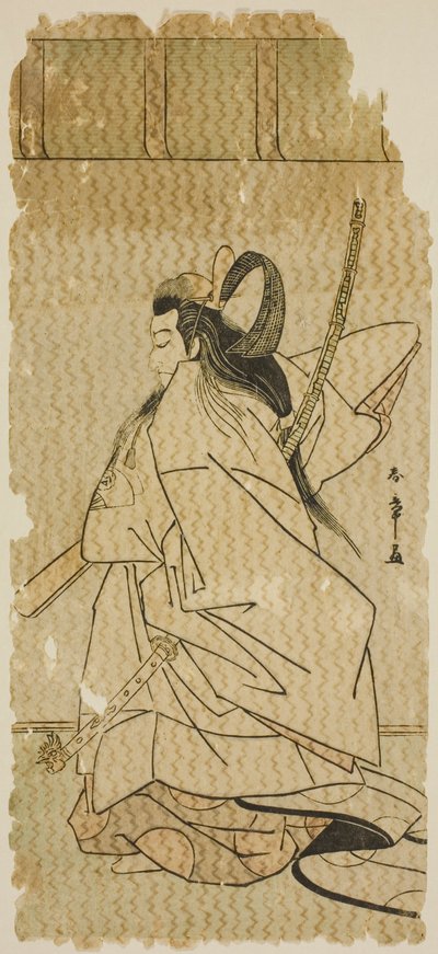 الممثل Onoe Matsusuke I بدور الأمير تاكانوري في مسرحية "Kaeribana Eiyu Taiheiki" ، التي تم عرضها في مسرح Nakamura في الشهر الحادي عشر ، 1779 بواسطة كاتسوكاوا شونشو