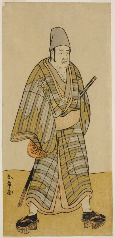 الممثل Otani Hiroemon III بدور Gokumon Shobei في مسرحية Sugata no Hana Kurofune Zukin ، تم عرضه في مسرح Morita في الشهر التاسع ، 1774 بواسطة كاتسوكاوا شونشو