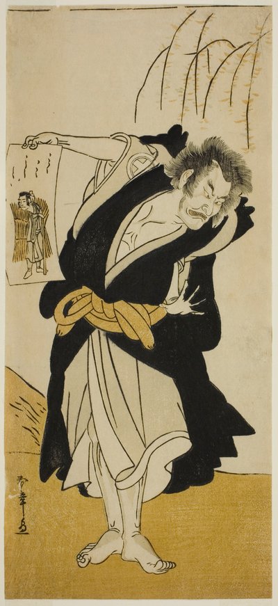 Otani Hiroemon III بدور الراهب المتمرد Dainichibo في مسرحية Tsukisenu Haru Hagoromo Soga ، التي تم عرضها في مسرح Ichimura في الشهر الثالث ، بواسطة كاتسوكاوا شونشو