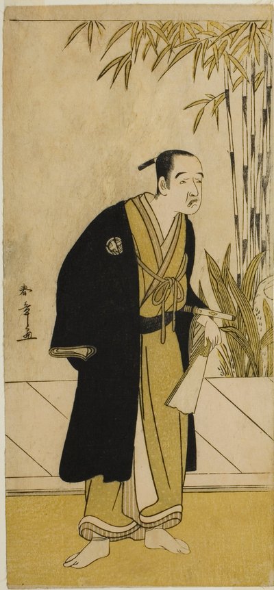 الممثل Otani Tomoemon I بدور Kajino Choan (؟) في مسرحية Hono Nitta Daimyojin (؟) ، تم أداؤه في مسرح موريتا (؟) في الشهر السابع ، 1777 بواسطة كاتسوكاوا شونشو