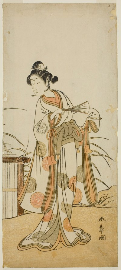 الممثل Segawa Kikunojo III في دور Aigo no Waka في مسرحية Chigo Sakura Jusan Kane ، تم عرضه في مسرح Ichimura في الشهر الحادي عشر ، 1774 بواسطة كاتسوكاوا شونشو