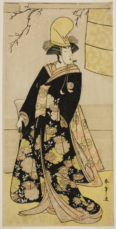 الممثل سيغاوا كيكونوجو الثالث في دور راقص شيرابيوشي في Musume Dojo-ji في مسرحية Edo no Hana Mimasu Soga ، تم أداؤه في مسرح ناكامورا في الشهر الرابع ، 1783 بواسطة كاتسوكاوا شونشو