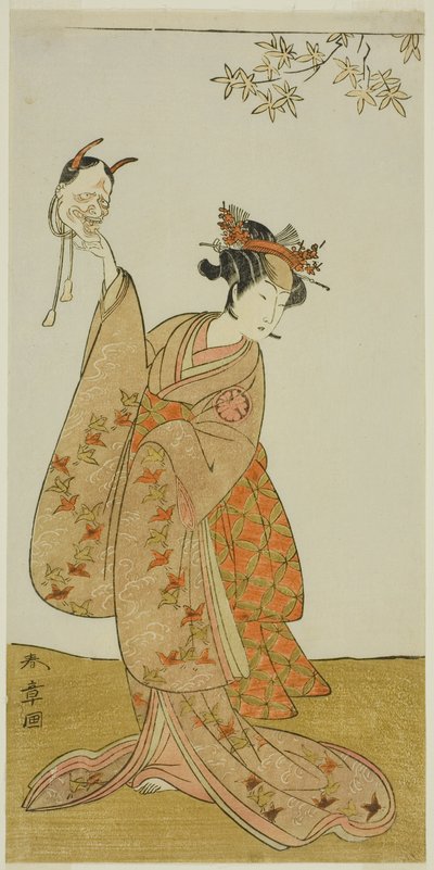 الممثل سيغاوا يوجيرو الأول في دور ماتسوكازي ، أخت توغاشي نو سايمون ، في مسرحية Gohiiki Kanjincho (مسرحيتك المفضلة Kanjincho [قائمة الاشتراك]) ، تم عرضها في مسرح Nakamura منذ اليوم الأول من الشهر الحادي عشر ، 1773 بواسطة كاتسوكاوا شونشو