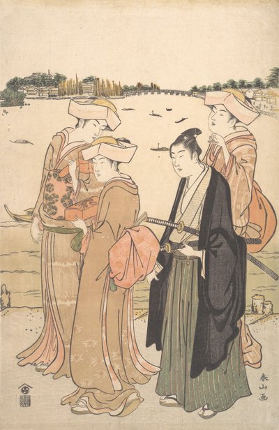 ساموراي شاب وثلاث نساء ، كاليفورنيا. 1789. بواسطة كاتسوكاوا شونزان