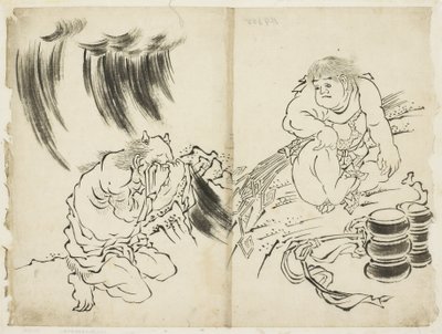 تجسيد العاصفة مع Kintaro و يبكي أوني ، حوالي 1815-1849 (حبر على ورق) بواسطة كاتسوشيكا (مدرسة) هوكوساي